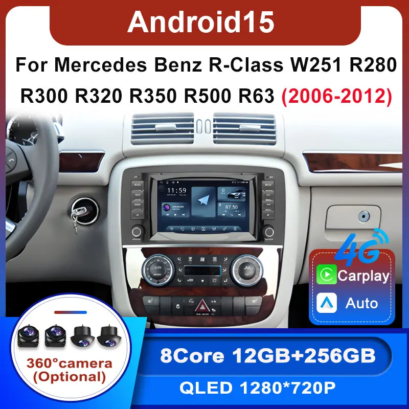 Android for Mercedes Benz R-Class W251 2006-2012 R280 R300 R320 R350 R500 R63 GPS Navi Car Multimedia Video Player DSP Head Unit