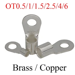 OT0.5/1/1.5/2.5/4/6-3/4/5/6/8/10/12/14/16 Copper Round Ring Tongue Wire Cable Connector Lug Spade Non Insulated Crimp Terminal