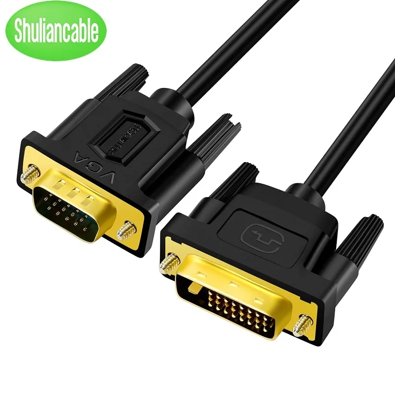 SHULIANCABLE DVI do kabel VGA DVI-D 24 + 1 do kabel adaptera VGA z męskiego na męskie obsługi 1080P Full HD dla Monitor HDTV PC DVD