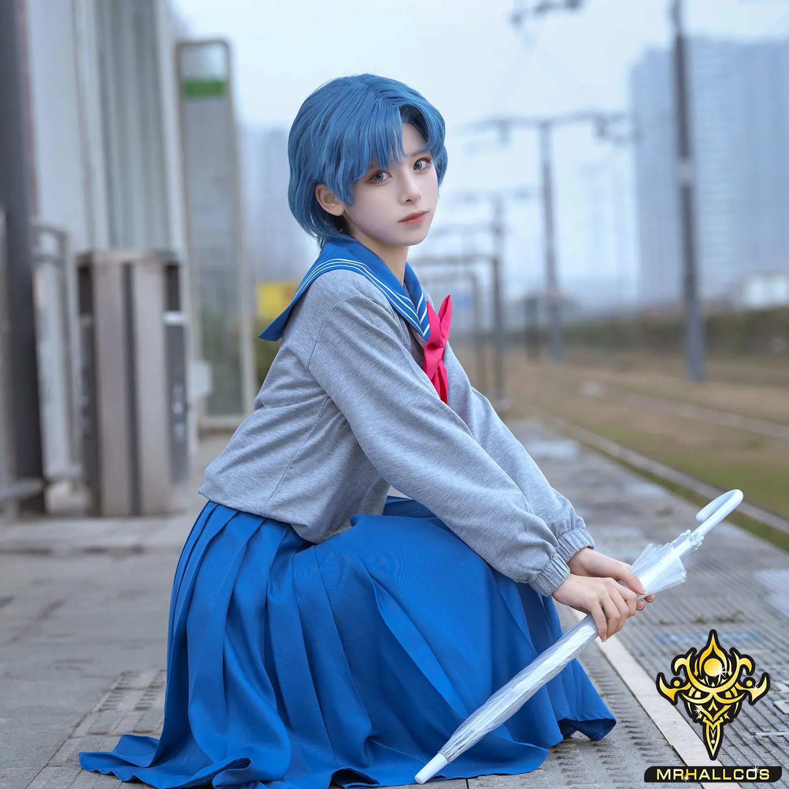 MRHALLCOS Anime Cosplay Sailor Mercury Ami Mizuno Moon Crystal school uniform outfit costume Halloween JK Party Kid Adult Women