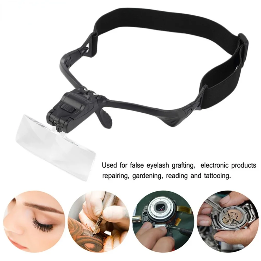 Verstelbare Hoofdband Glazen Vergrootglas Met Led Lamp 5 Lens Wimper Verlengingslamp Vergrootglas Bril Lash Make-Up Accessoires