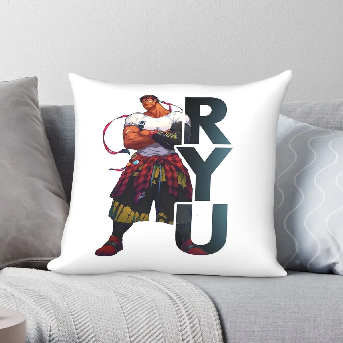 Street Fighter Ryu Pillowcase Polyester Linen Velvet Pattern Zip Decor Sofa Seater Cushion Cover
