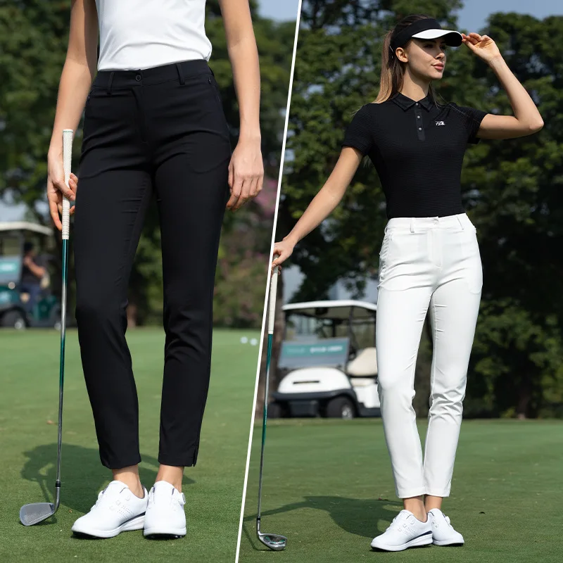 2026 Women Golf Pants Summer Stretchy Waist Split Hem Athletic Trousers