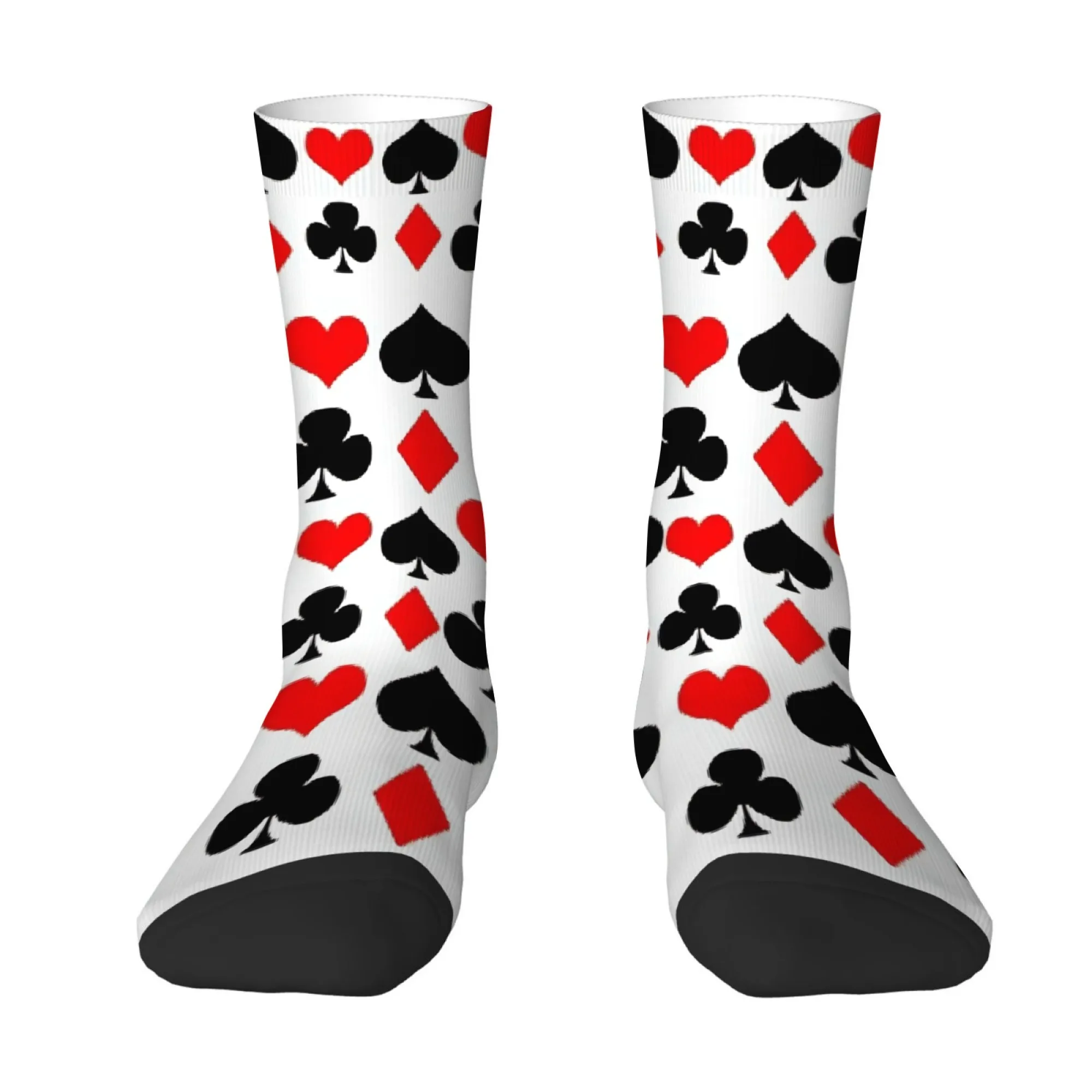 Playing Card Print Mid-calf Socks Gambling Gaming Retro Fun Simple and Eye-catching for Trendy Individualistic Fashionistas