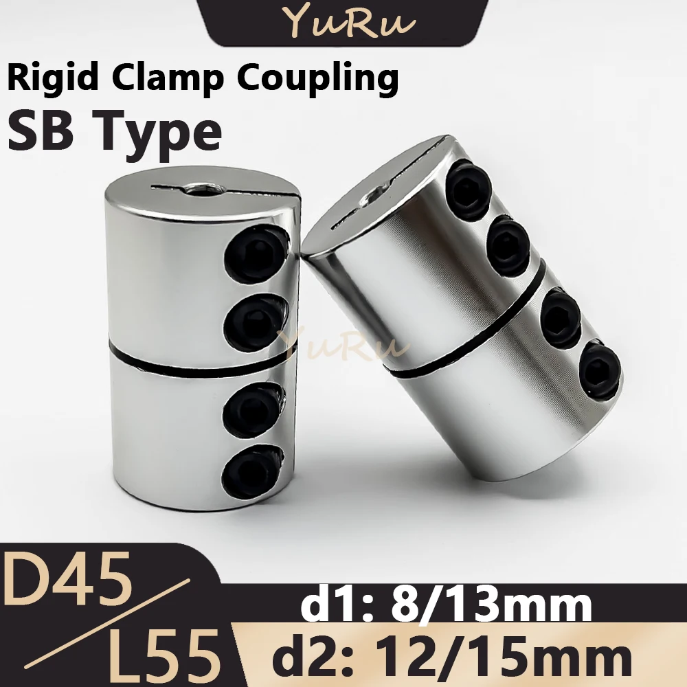 

1PCS D45L55 SB Rigid Clamp Coupling Bore 8/12/13/15mm Aluminium D45 L55 Screw Rod Drive Shaft CNC Jaw Shaft Motor Coupler