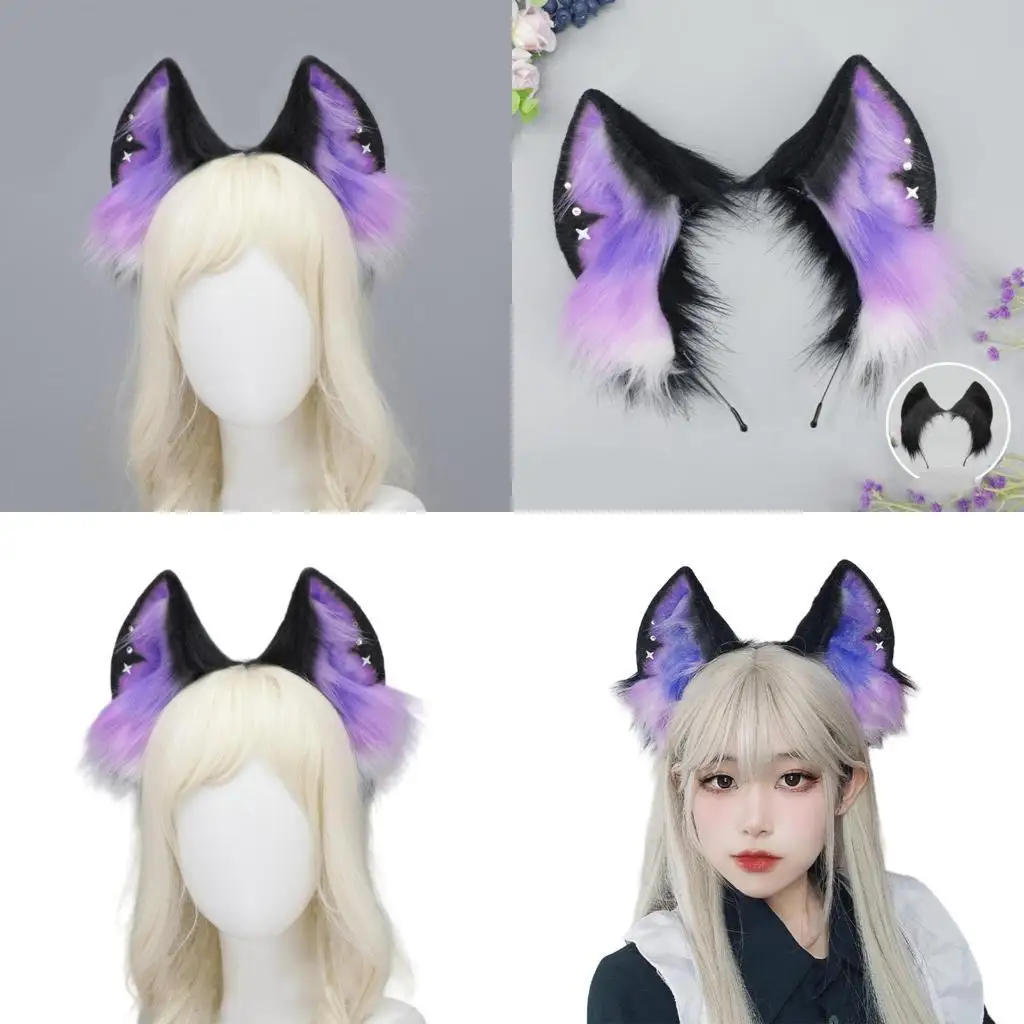 

R1WE Dark Series Wolf Ear Headband Cosplay Costume Hairhoop Party Headpiece Masquerades Headwear Animes Role Play Hair Decors
