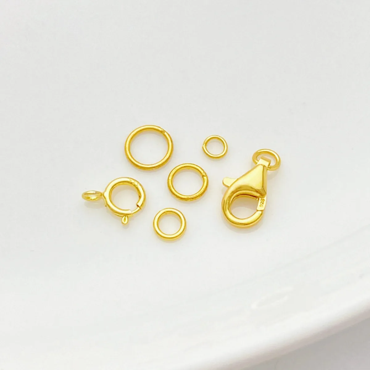 S925 Antique Silver Plated Findings Closed Jump Ring Single Ring Spring Buckle Lobster Clasp DIY Bracelet Necklace Supplies