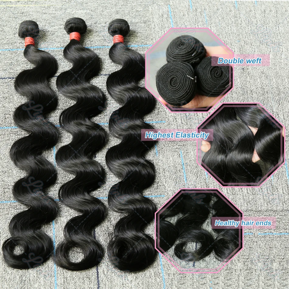 Links Body Wave Human Hair Bundles 30 40 Inch Brazilian Remy Raw Virgin 100% Human Hair Unprocessed Water Wave 3 4 Bundles Deal