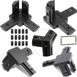4 pack 3 Way European 3-Way End Corner Bracket Connector for Aluminum Extrusion Profile 2020 Series with Screws and Wrench Black
