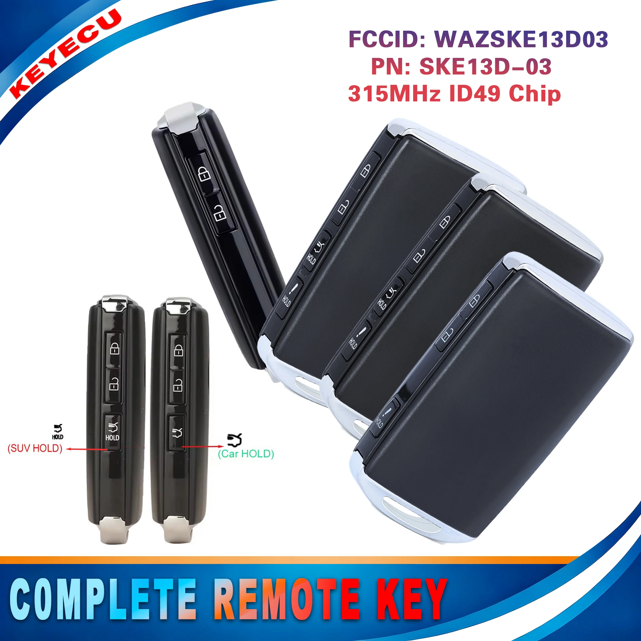 KEYECU SKE13D-03 for Mazda 3 6 MX-5 MIATA CX-3 CX-4 CX-5 CX-30 Axela CX-8 CX9 2019-2023 Smart Remote Key Fob WAZSKE13D03 315MHz