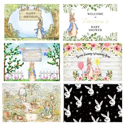 Easter Cartoon Background for Photo Rabbit Peter with His Animal Friends for Newborn Vegetable Garden Vinyl Backdrop