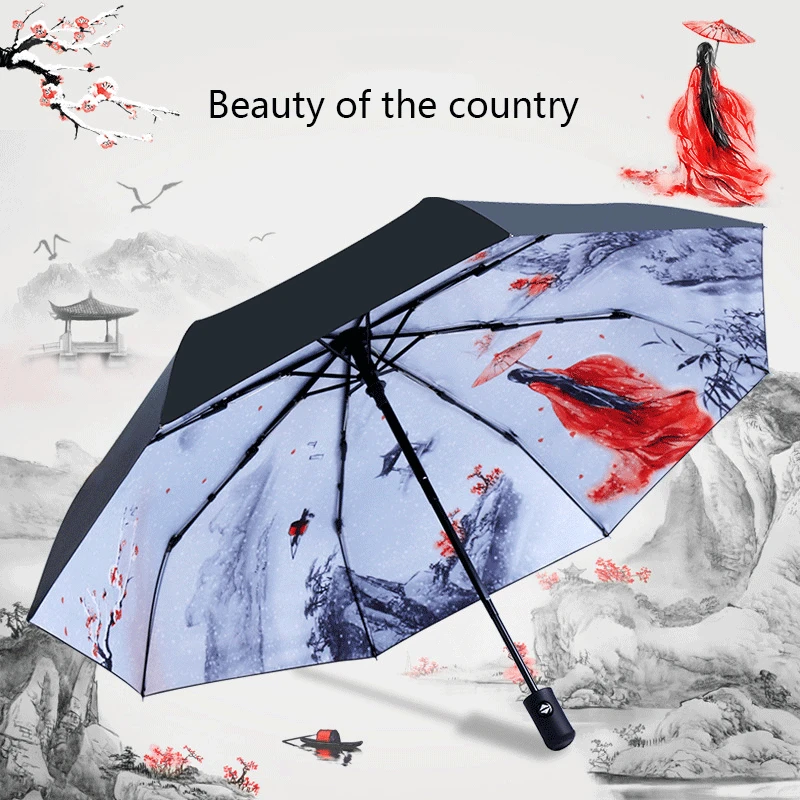 Fully Automatic Umbrella Sun Rain Women Umbrella Parasol Folding Sun Umbrella Dual-purpose Rain Umbrella Easily Store Parasol