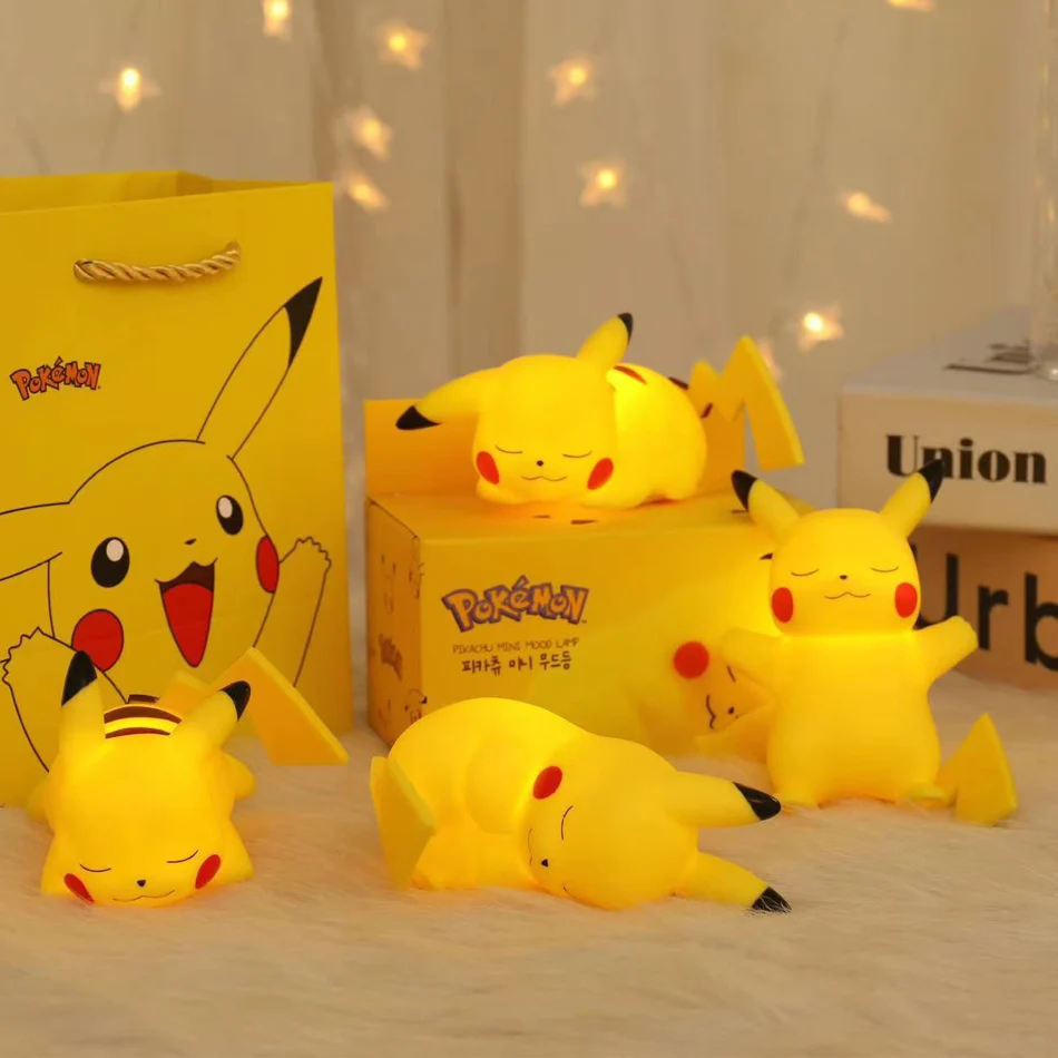 Pokemon Night Light Glowing Pikachu Gengar Charizard Psyduck Squirtle Cute Kawaii Soft Animal Bedside Lamp Children Kid Gifts