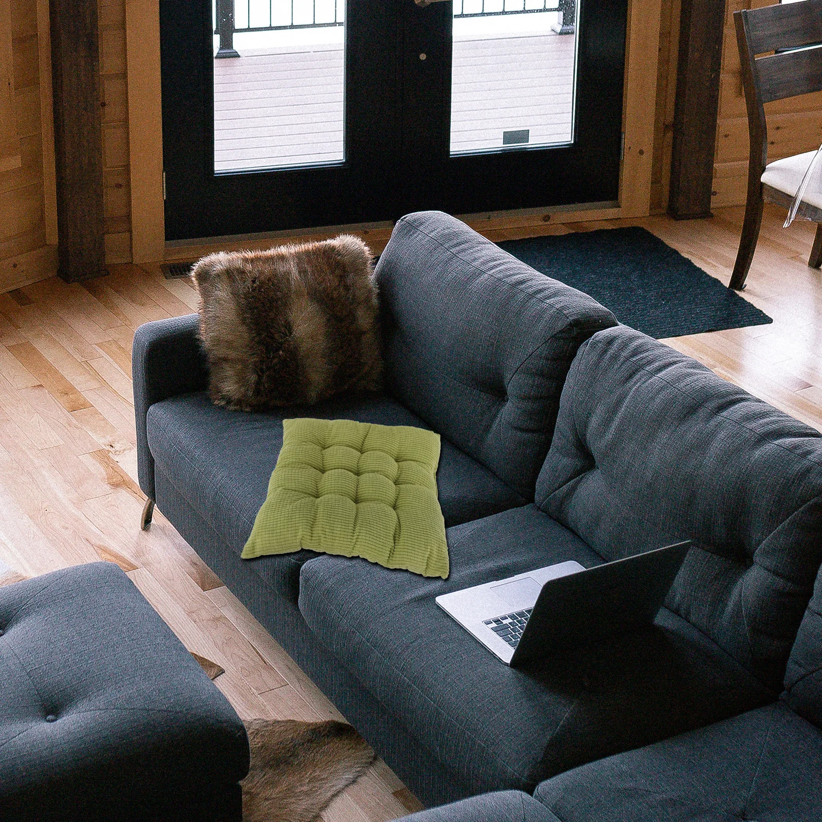 

1Pcs Thickened Square Seat Cushion 45x45cm Corduroy Tatami Hip Seat Mat Chair Pad Home Office Dorm Light Green