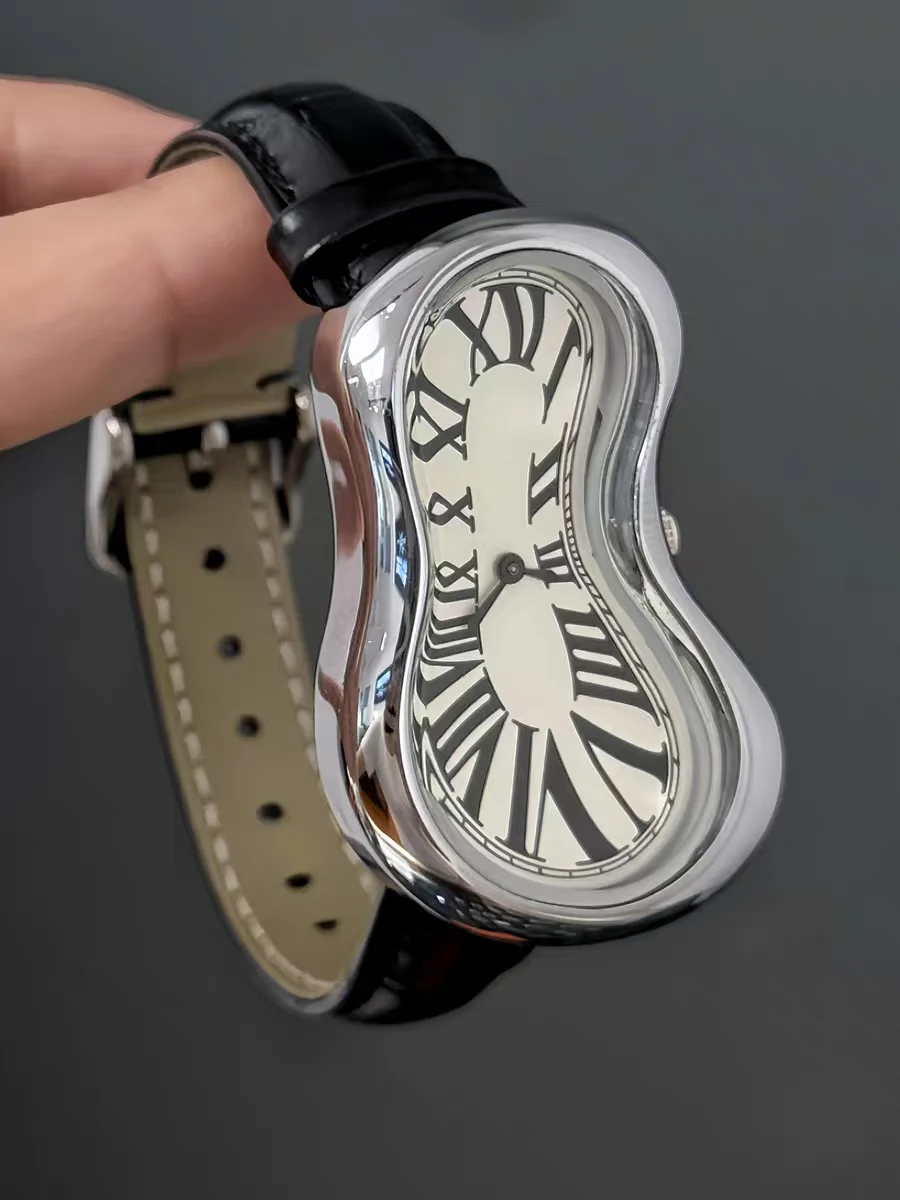 y2k retro melting twisted high-end sense niche Roman scale waterproof men's watch gift