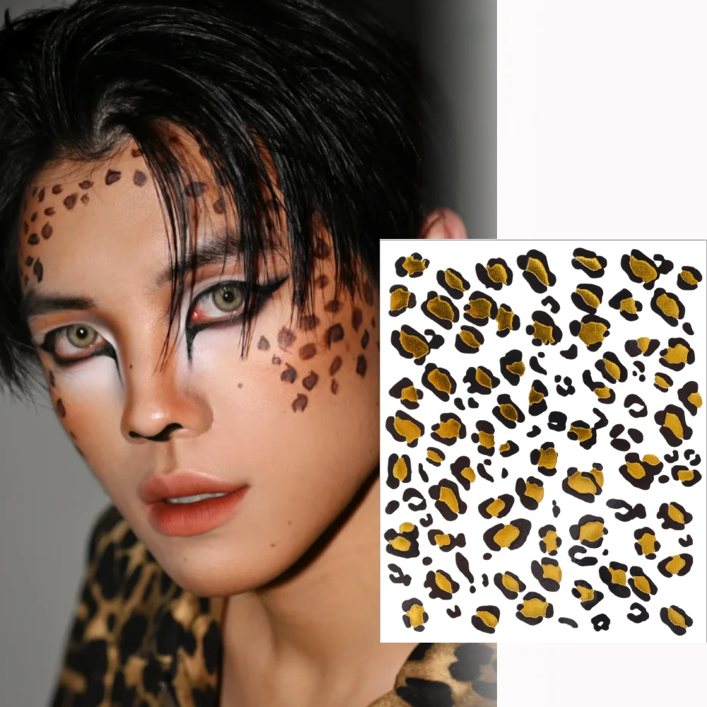 3D Leopard Print Hot Stamping Tattoo Sticker Waterproof Mekeup Temporary Tattoo Sticker Body Art Retro Leopard Fake Tatoo Decals