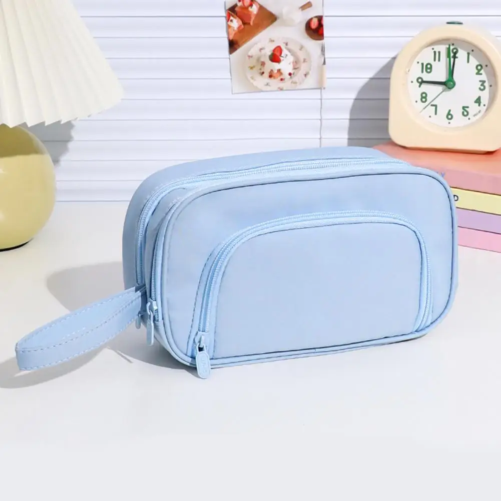 Kotak pensil multifungsi, tempat pensil kapasitas pelajar dengan banyak kompartemen untuk siswa