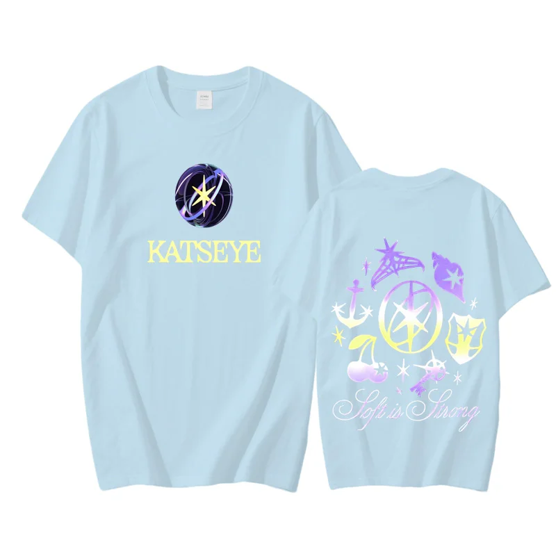 KATSEYE 2025 جديد تي شيرت 100% القطن الهيب هوب بلايز كم الذكور الطباعة فاسق تي شيرت القوطية الشارع الشهير عالية الجودة O-neckTops