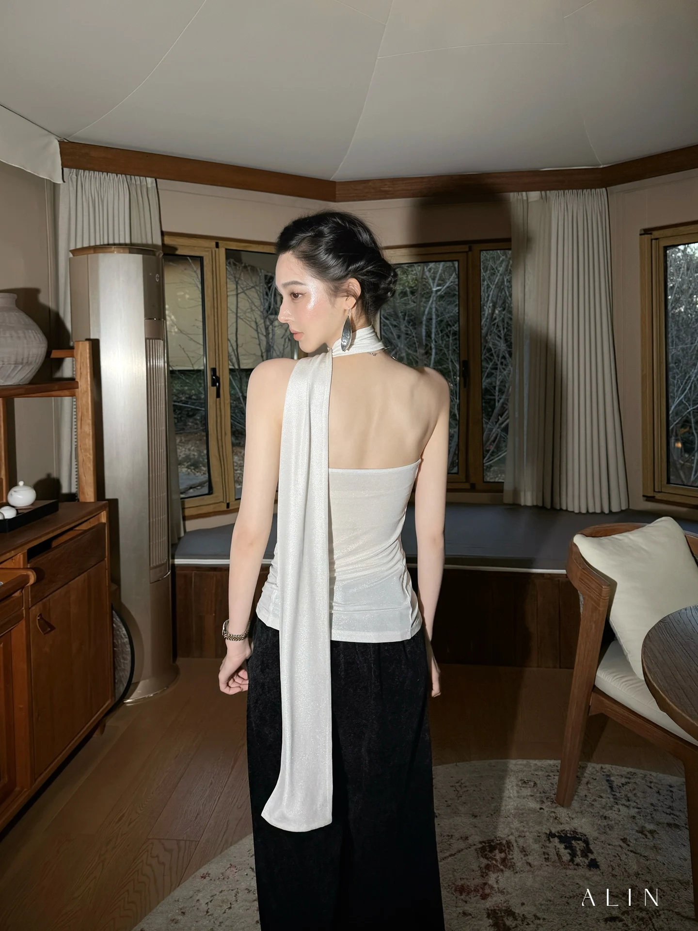 

Alin Early Spring Women's Outerwear Acetate Sling Strap Vest Ne Hanging Sa Crossbody Top Commute Sle Slim Fit Svel