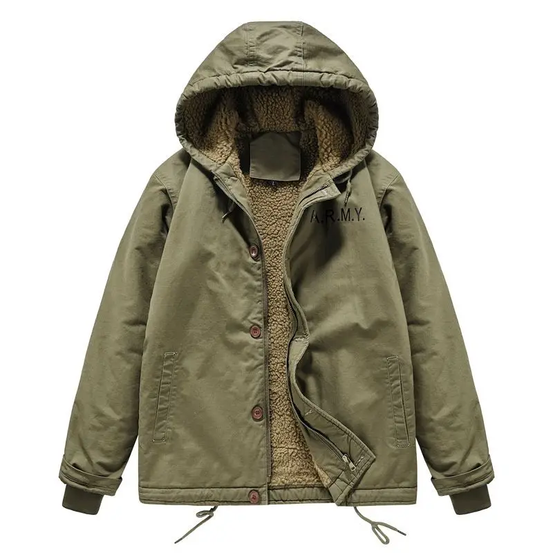 Men's Winter Jackets Hooded Men's Coat Cashmere Men's Jacket Thickened Warm. Parkas Loose Pure Cotton Men's Clothing Charge Top