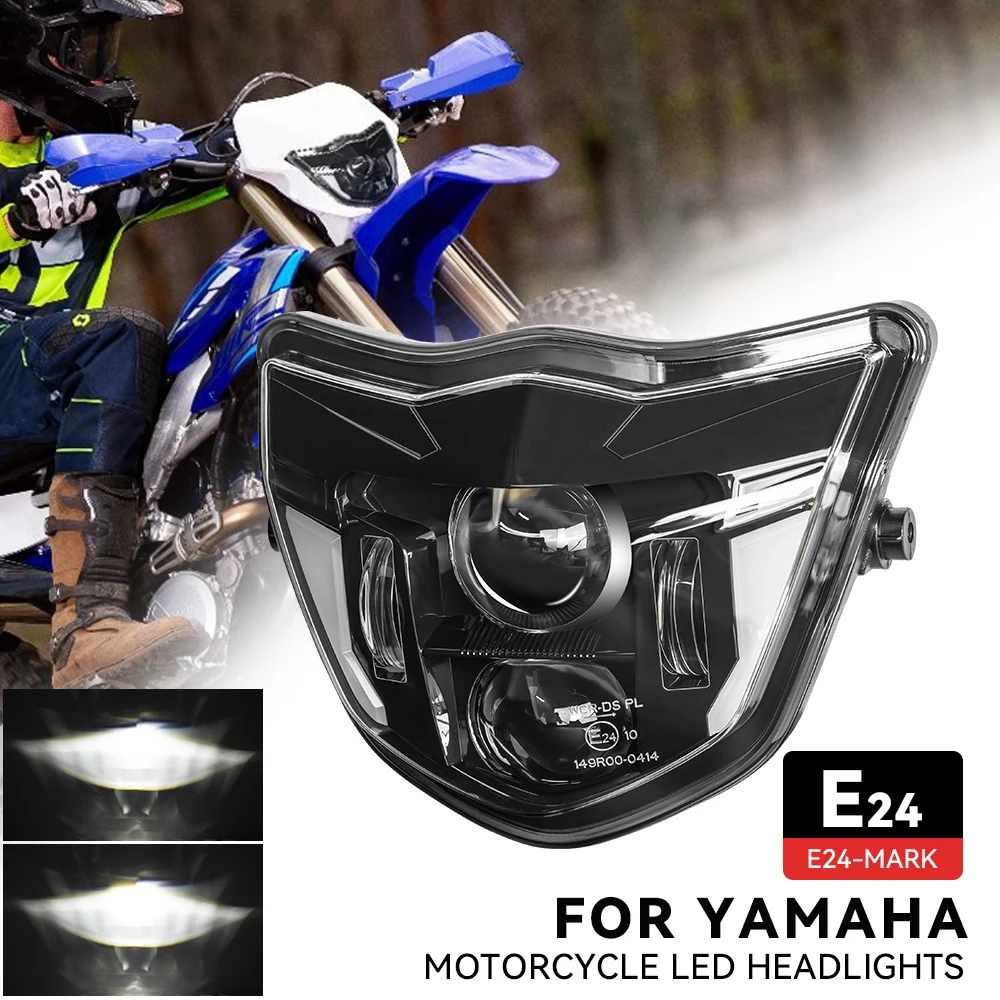 E-mark Motorcycle LED Headlight Headlamp High Low Beam DRL for Yamaha WR 250F/400F/426F/450F TTR110E XTZ 150 125 YZ 250F/X 65 85