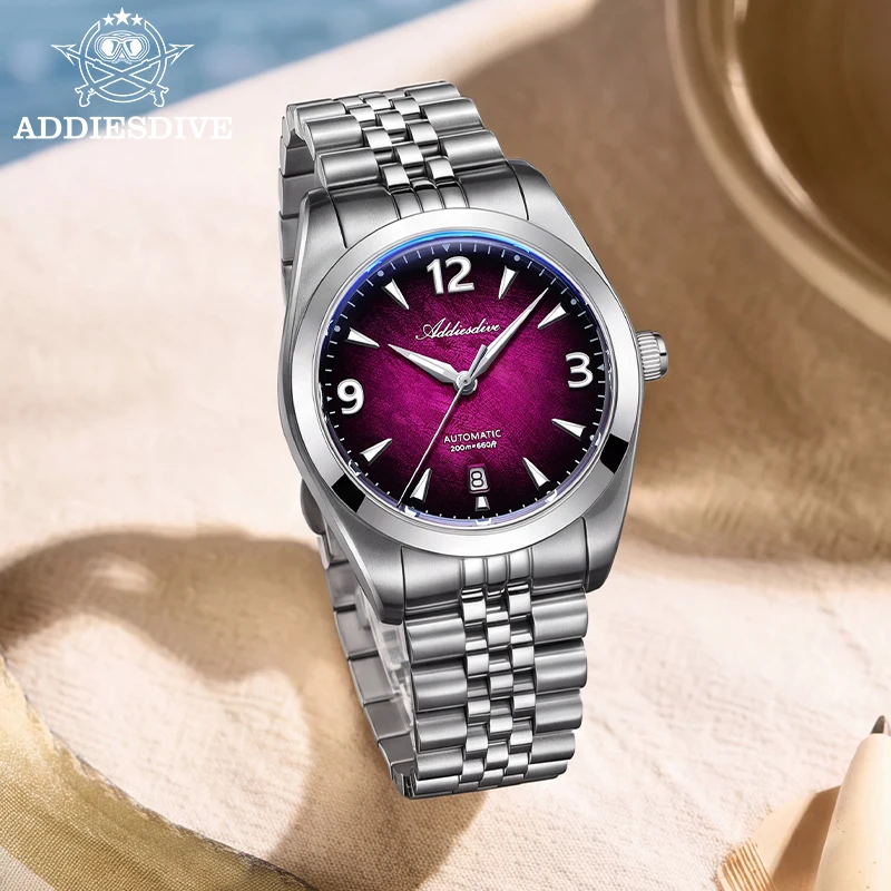 ADDIESDIVE Male Clock Automatic Wristwatch 39MM Stainless Steel Watch Calendar Japan 8215 Mechanical Sapphire Crystal Watches