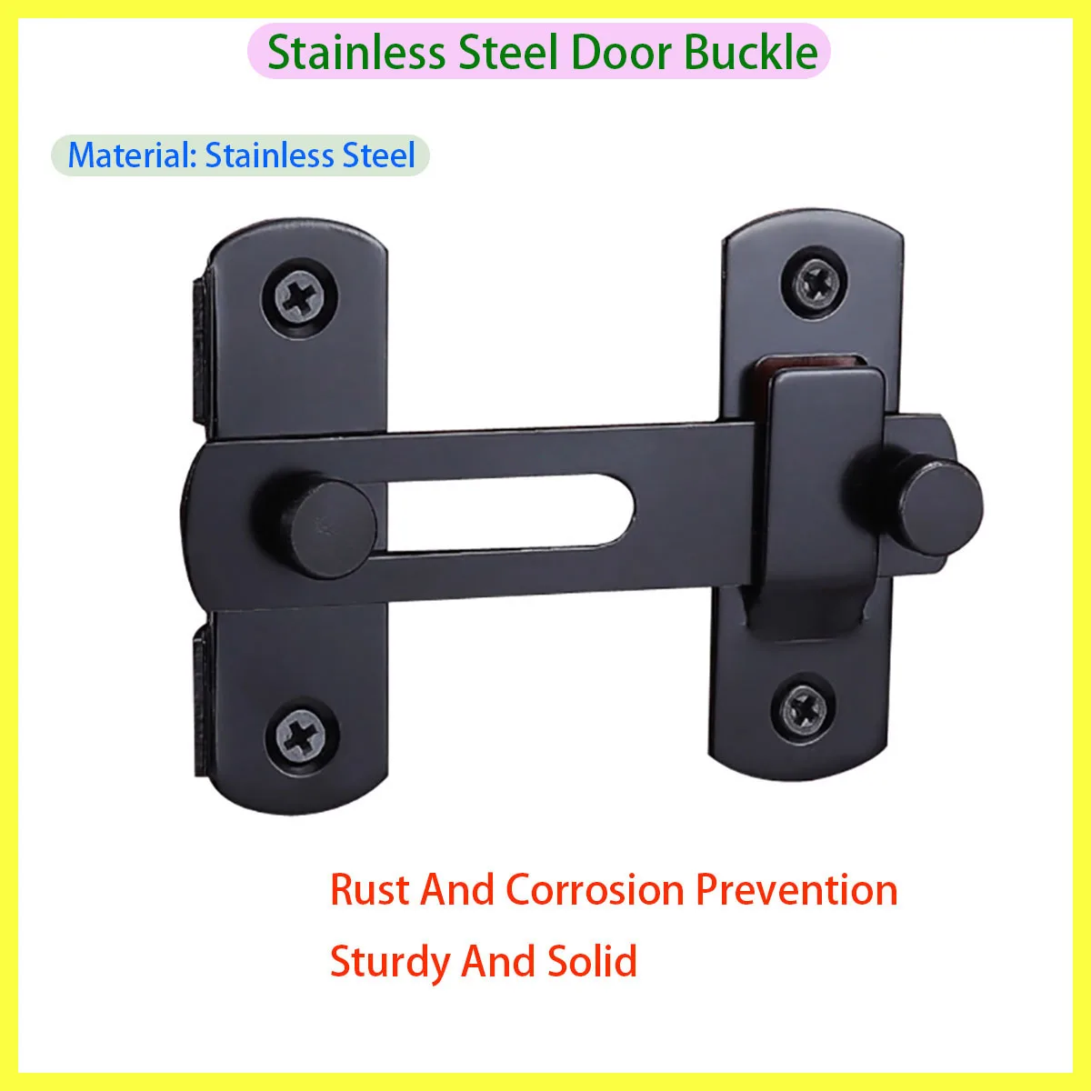 

Stainless Steel Door Lock Protective Bolt 90 180 Degree Sliding Black Iron Right Angle Compartment Lock
