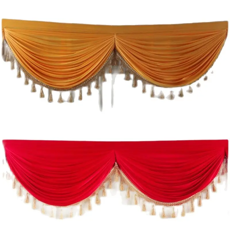 Tassel Ice Silk Drape Curtain Backdrop Top Swag For Stage Background Photo Booth Event Party Wedding Decoration