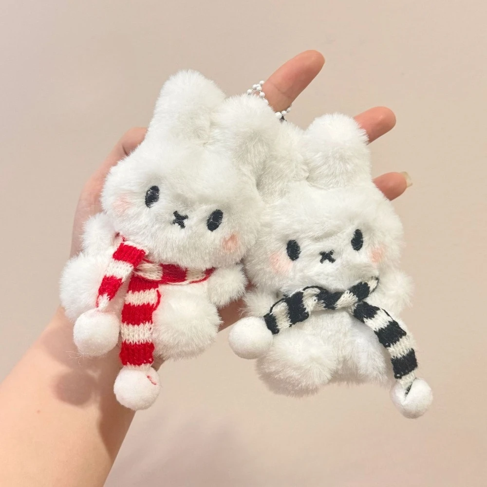 Kawaii Miffy Cute Striped Scarf Doll White Rabbit Bag Backpack Decoration Photo Doll Props Gift Toy for Girl
