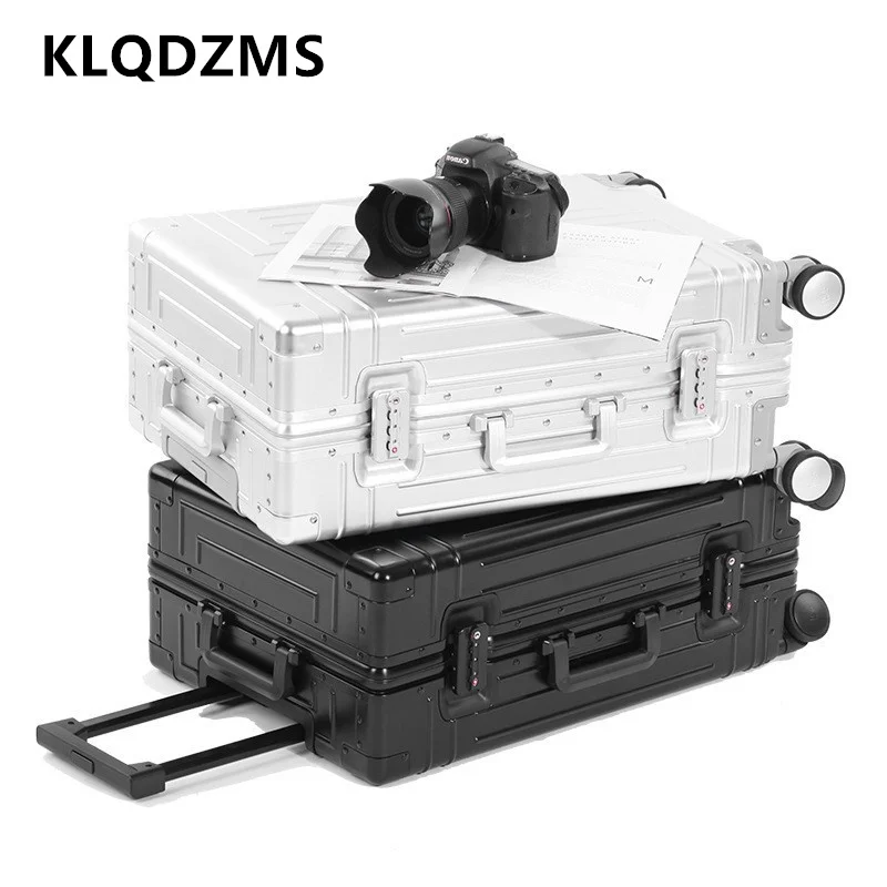 

KLQDZMS Suitcase Full Aluminum Magnesium Alloy Boarding Box Men's Business Trolley Case 20"24"26"29 Inch Carry-on Travel Luggage