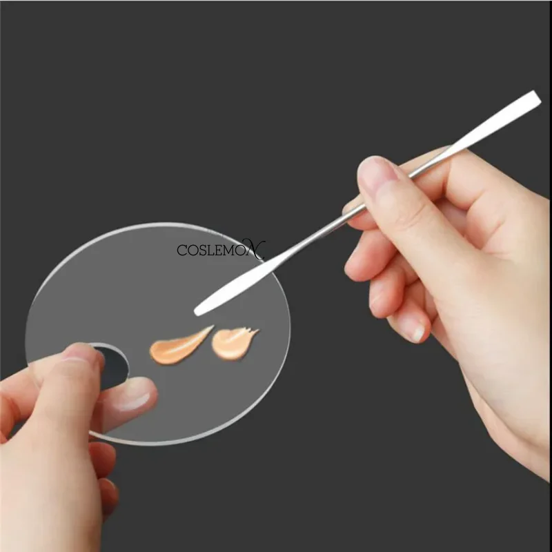 2pcs Acrylic Clear Makeup Palette Transparent Liquid Foundation Makeup Mixing Spatula Plates Set Polish Gel Cosmetic Accessories