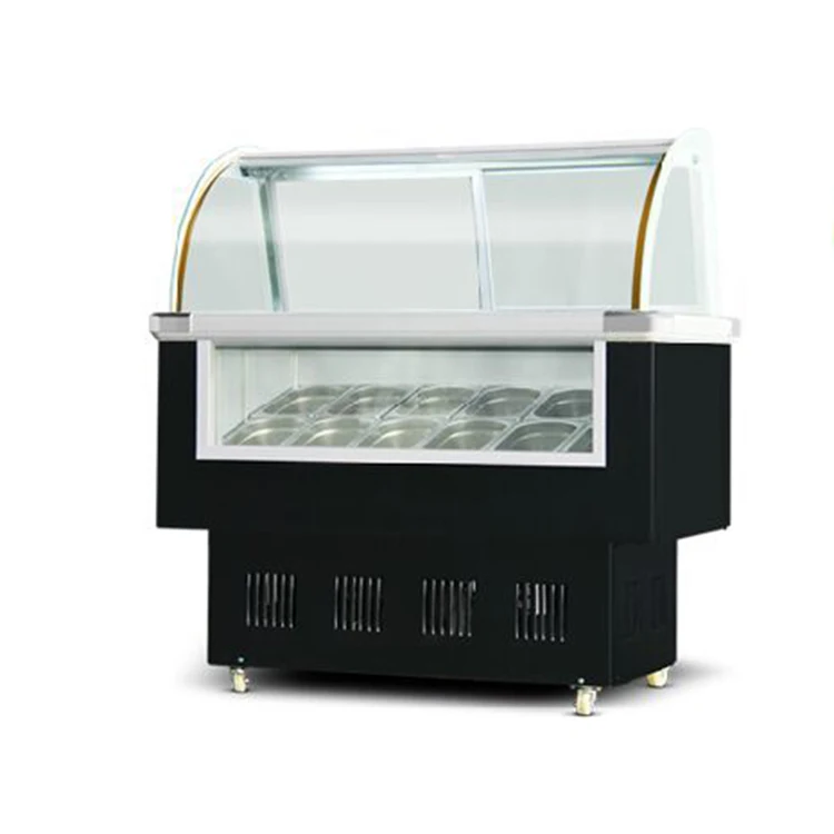 

Curved Glass Gelato Ice Cream Display Showcase Refrigerator Freezers for Sale