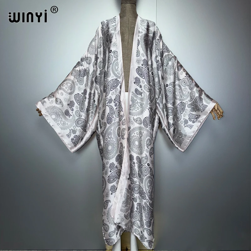 WINYI 着物 アフリカ女性 アバヤ ムスリム女性 カーディガン 女性用 クラシック カシューナッツ柄 パーティーカフタン カジュアルビーチカバーアップ ボヘミアンワンピース