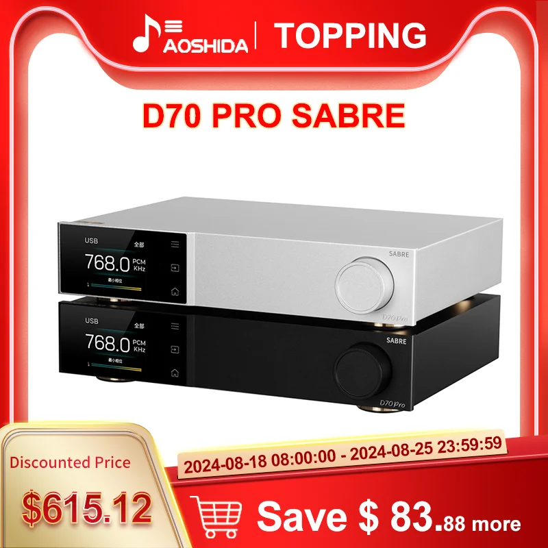 

TOPPING D70 Pro SABRE HIFI DAC ES9039SPRO XMOS XU316 USB optic coaxia Bluetooth 5.1 input Desktop Decoder RCA balance XLR output