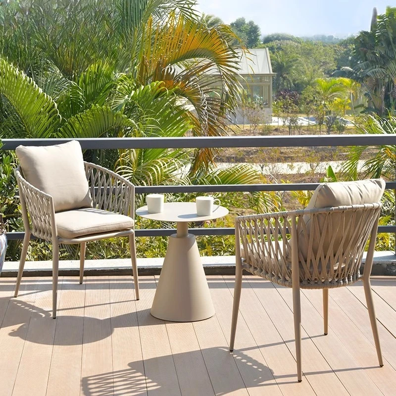 Nordic outdoor balcony table and chair three-piece coffee table combination courtyard terrace leisure rattan back chair outdoor