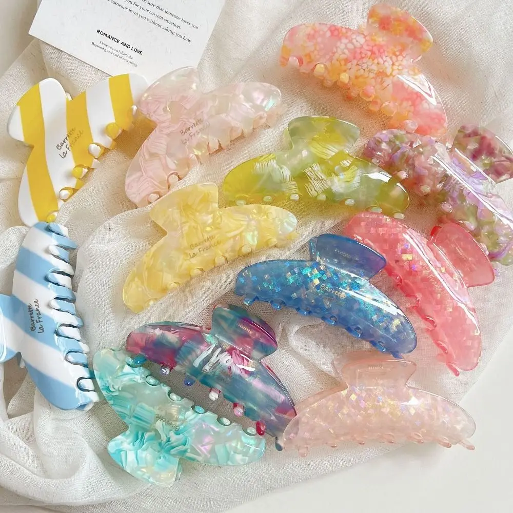 Pinza para el pelo de acetato fresco, pinza para el pelo de ácido acético, patrón Irregular, Clip de tiburón, raya geométrica, flor, pinza para el pelo para viaje