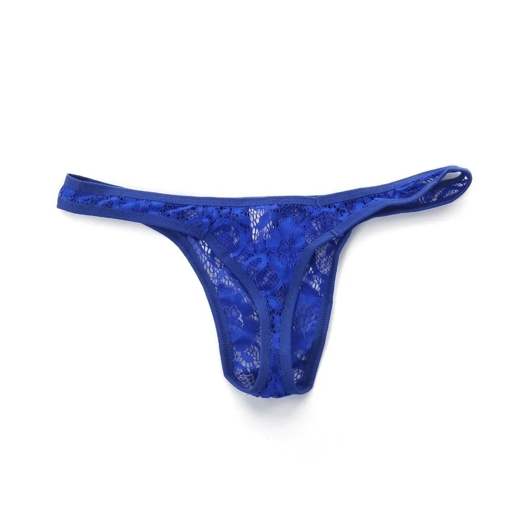 Transparent Low Waist Men Lace Hollow Thongs Underpants Lingerie Men's Sheer Lace Panties Underwear T-back Male Briefs Men