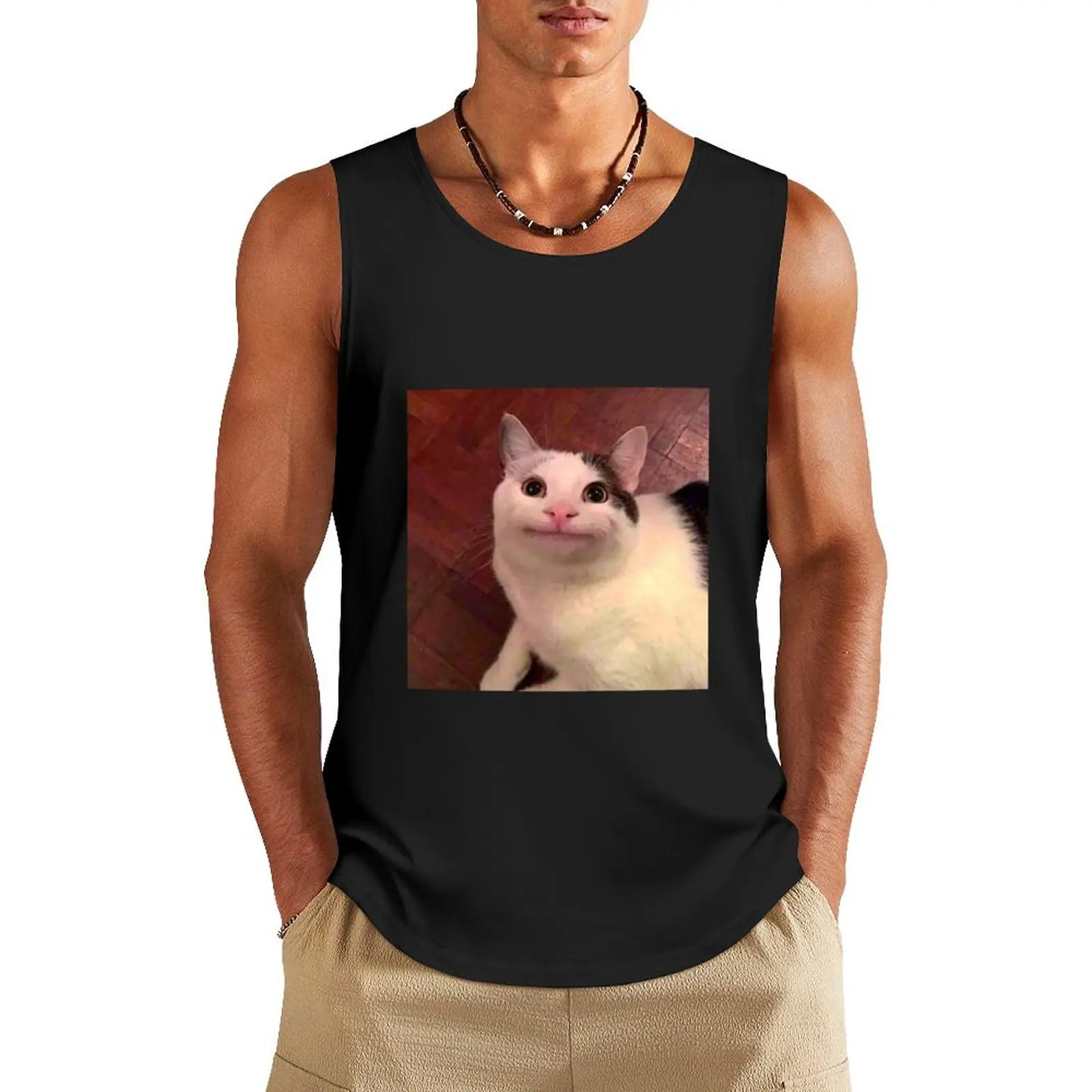 he looks very polite Tank Top Men's sleeveless Vest male