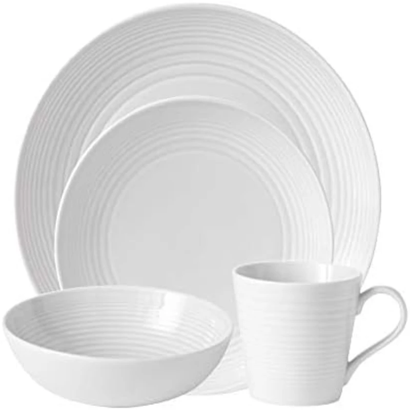 

Gordon Ramsay Maze Place Setting, (Service for 1), White, 4 Piece Lavamanos