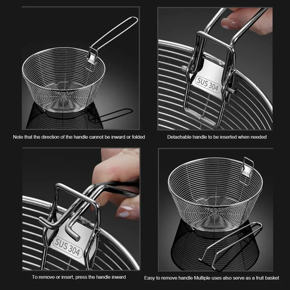 304 Stainless Steel Frying Strainer Basket, Kitchen Tool