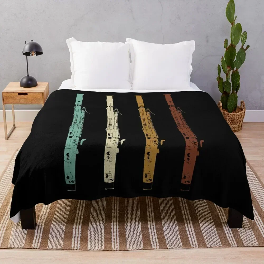 

Retro Vintage Bassoon Gift Bassoonist Band Bassoon Player Throw Blanket heavy to sleep Flannel Fabric Luxury St Hairy Blankets