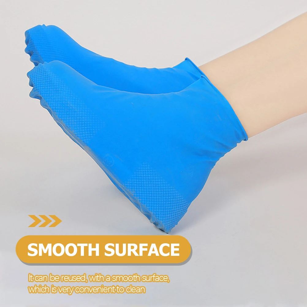 

2 Pairs Waterproof Anti-slip Shoe Covers Protective Rain Boots for Men Work Reusable Latex Shoes Protector Accessories
