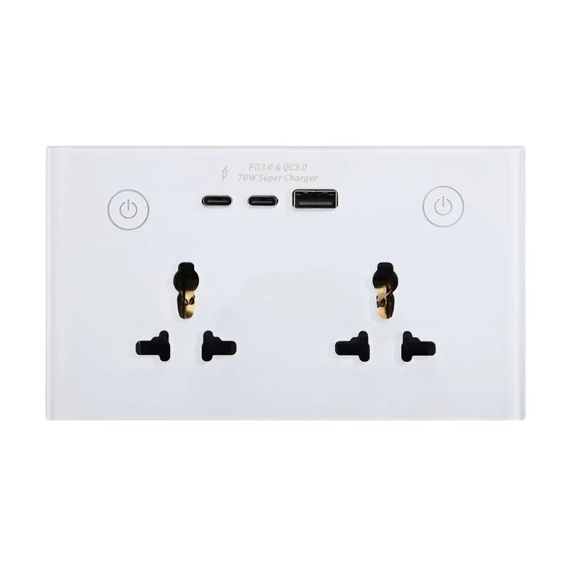 B17B Smart Home Wifi Wall Socket Panel 70W USB Touch Double Universal Outlet QC/PD 3.0 Support International Standard