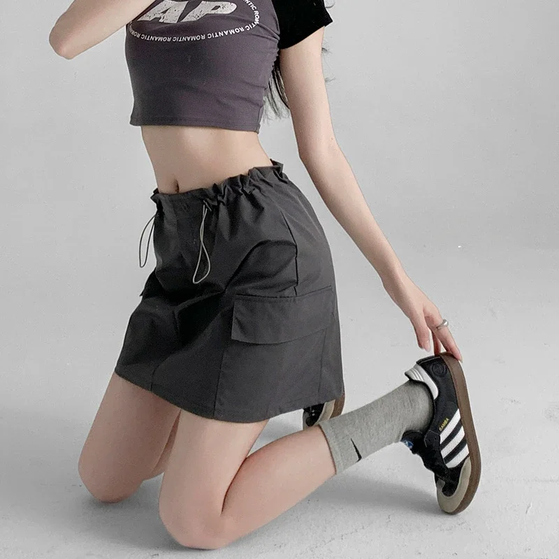 

Korean Fashion Workwear Skirt Summer New Slimming Design with Hip Hugging Skirt Solid Color High Waisted A-line Short Skirt