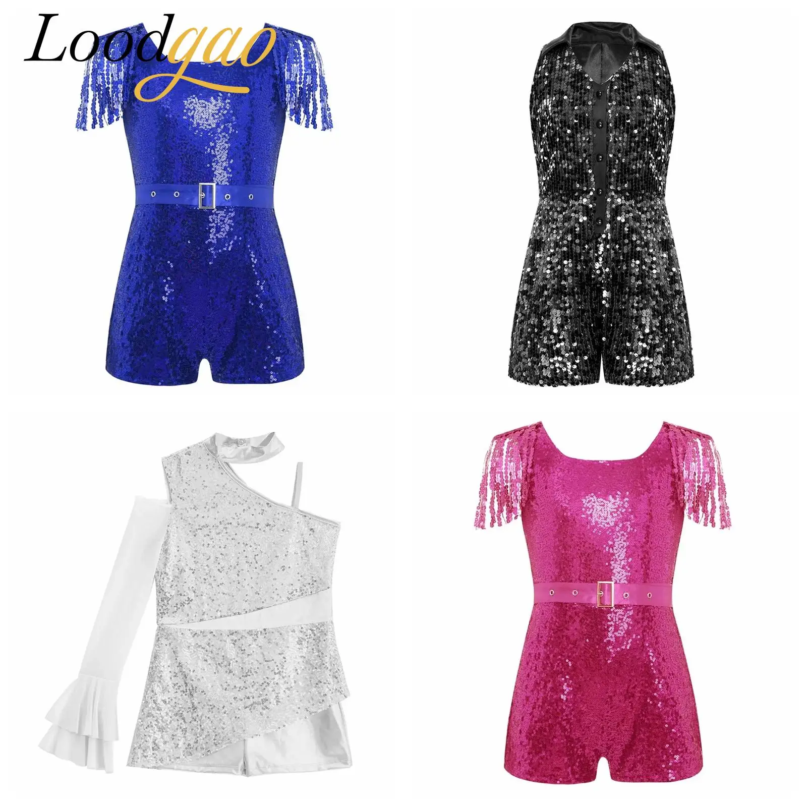 الفتيات لامعة الترتر ملابس رقص الجاز Unitard الاطفال موضة قصيرة ارتداءها بذلة حفلة موسيقية تشا تشا أداء ارتداء السروال القصير