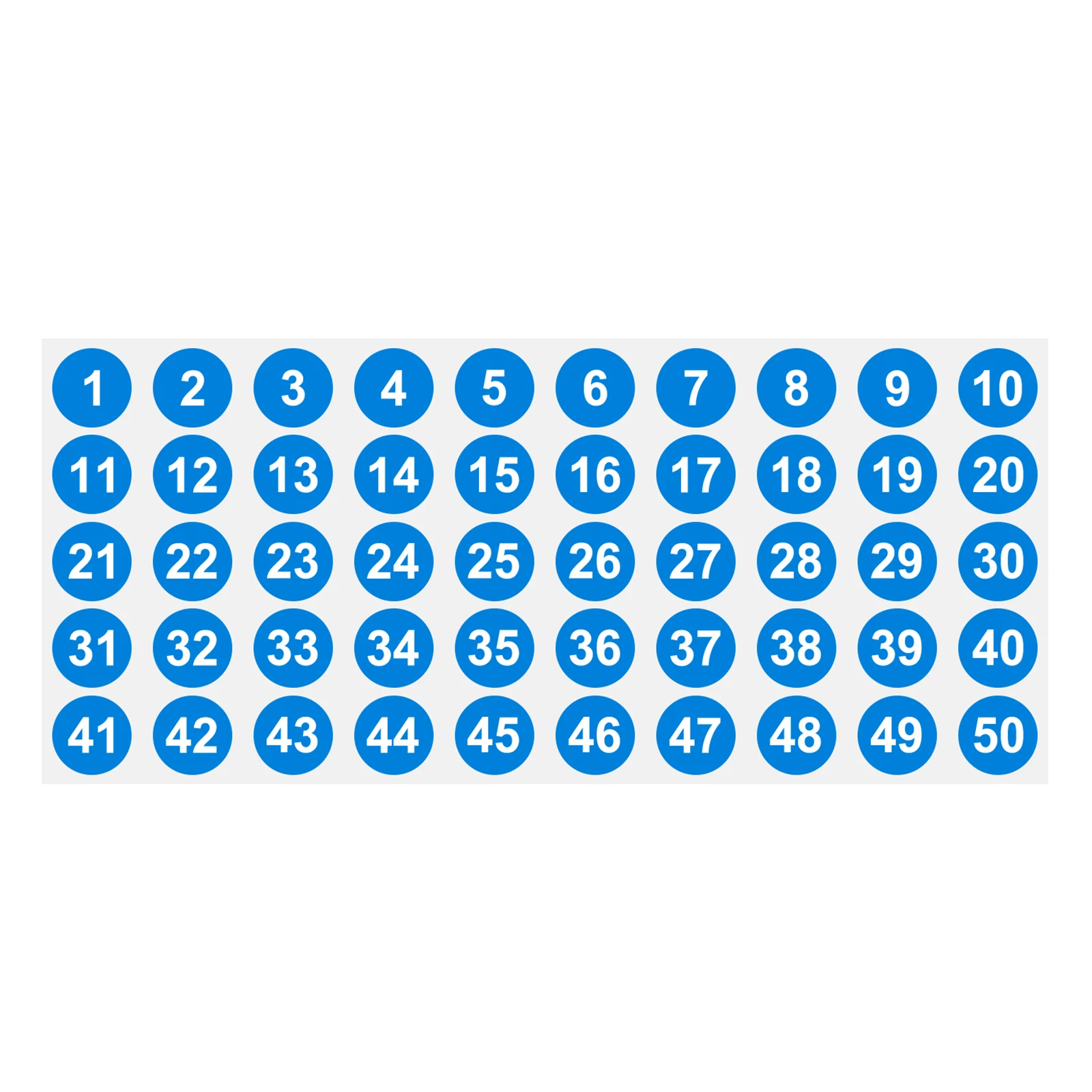 1 to 50 Number Stickers Vinyl Consecutive Number Sticker Round Label Self-Adhesive Dot Colored Decal for InventoryClassification