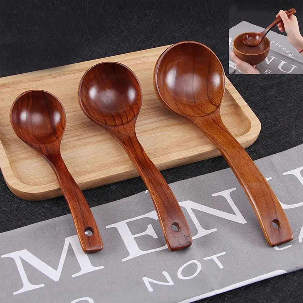 Japanische Art Kochlöffel natürliche Holz lange Griff Suppe Schaufeln Küche liefert Geschirr Utensilien Löffel Suppe Kelle