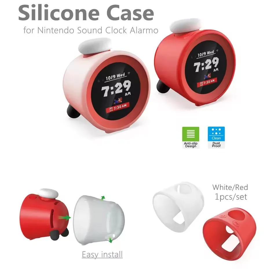 1 pçs capa de silicone para nintendo relógio de som acessórios de alarme capa protetora macia proteção completa escudo à prova de poeira anti-deslizamento