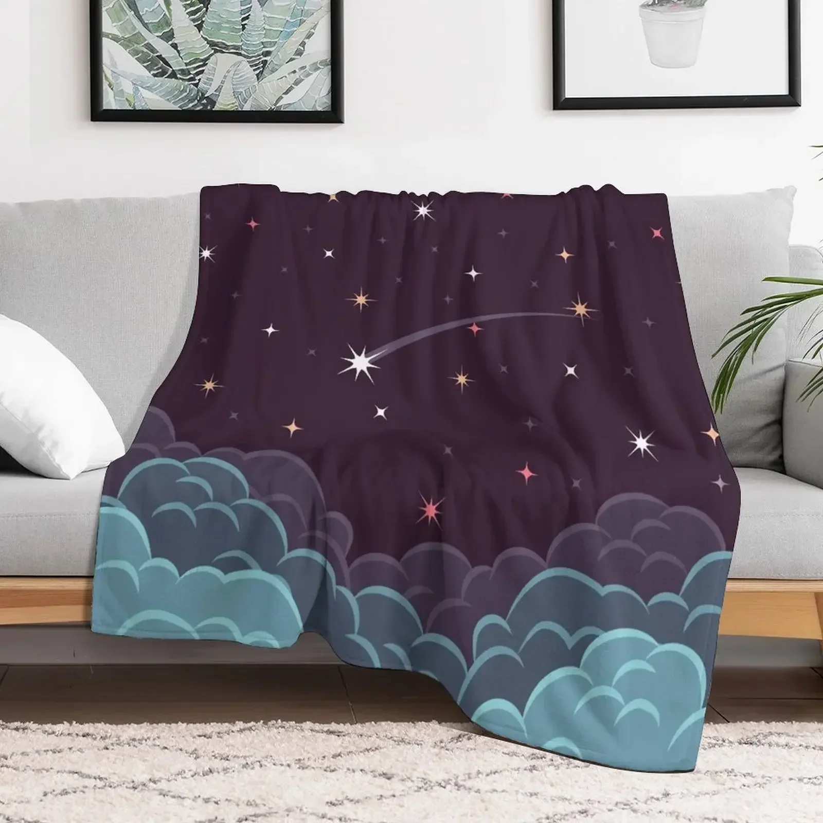 Falling Star Throw Blanket Picnic Cute Flannel Fabric Blankets