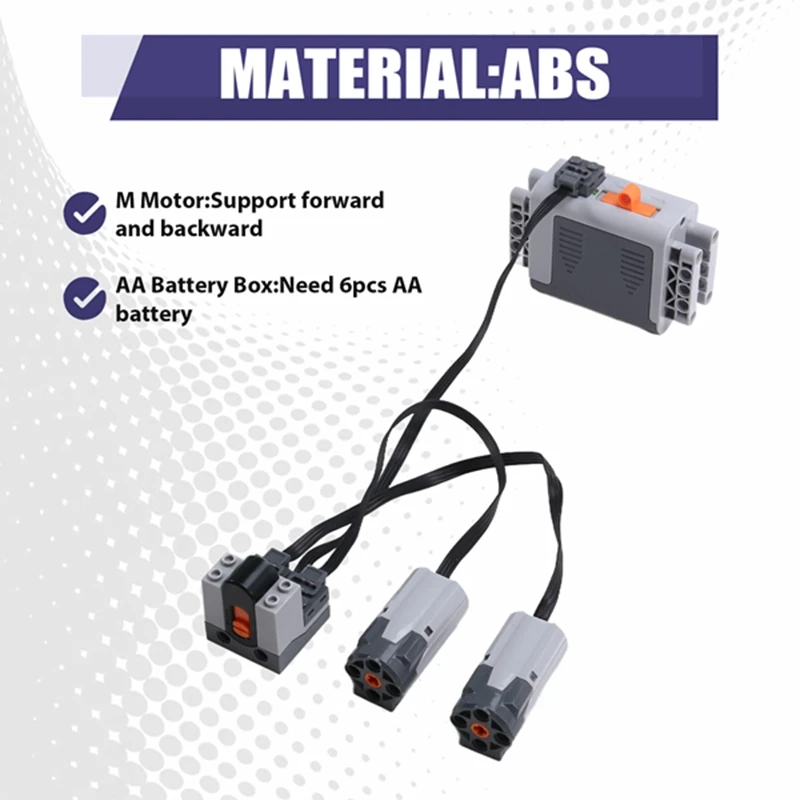 Juego de motores de funciones de energía MOC, caja de batería AA con Motor M, Control remoto IR, receptor IR, bloques de construcción, 5 uds.